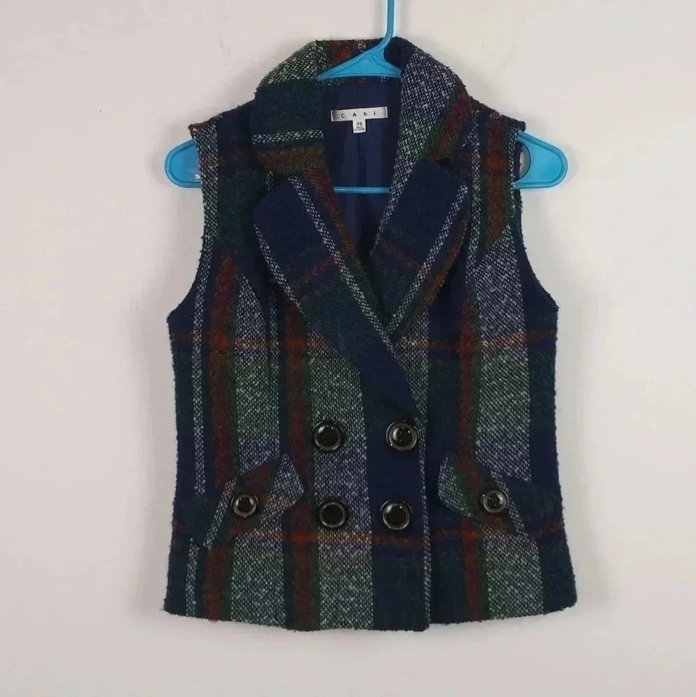 Cabi Wool Blend Plaid Multicolored Vest(XS)